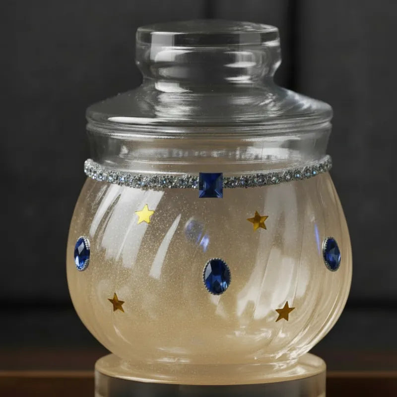 S2 - Lux jar of blue and gold stars with gold ombre interior