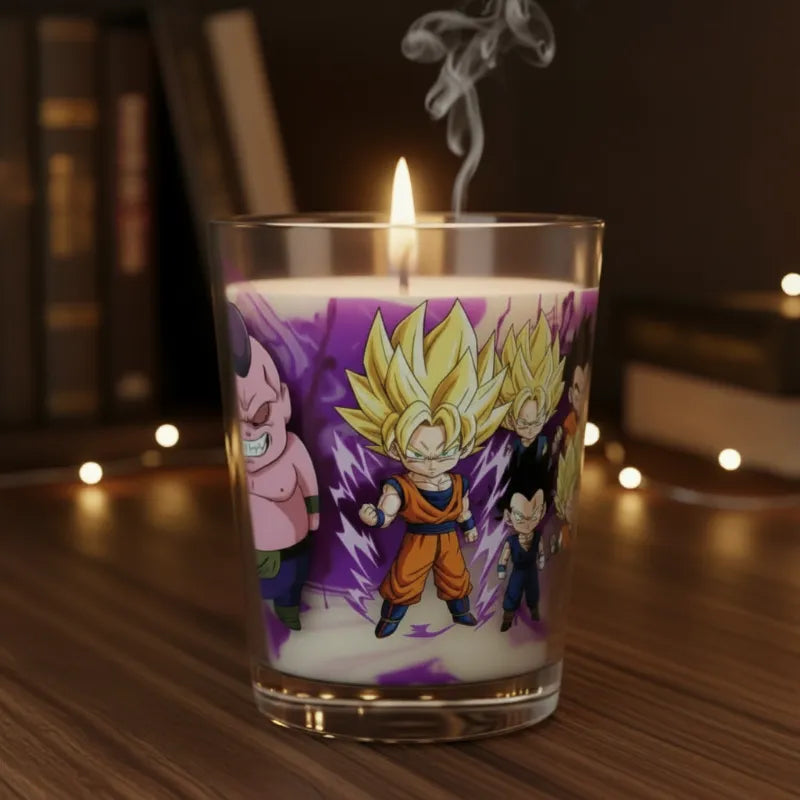 DRAGON BALL theme Candle in  glass . Purple variant unscented