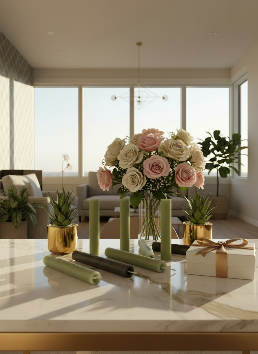 HOLLOW TOWER CANDLE - Cylindrical Beeswax with Secret Core