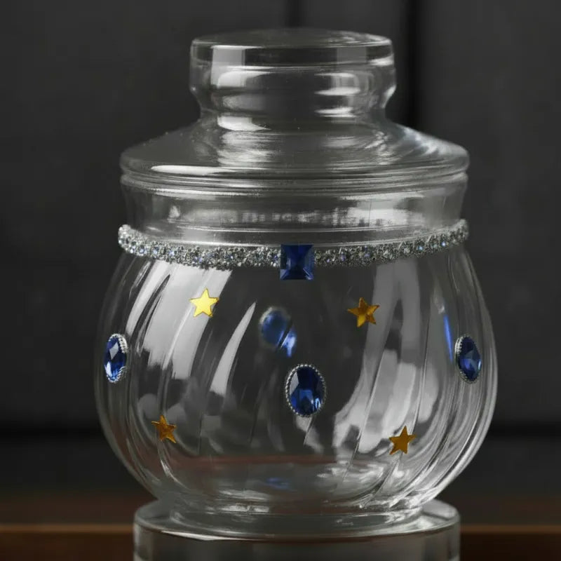 S2 - Lux jar of blue and gold stars  with PLAIN interior