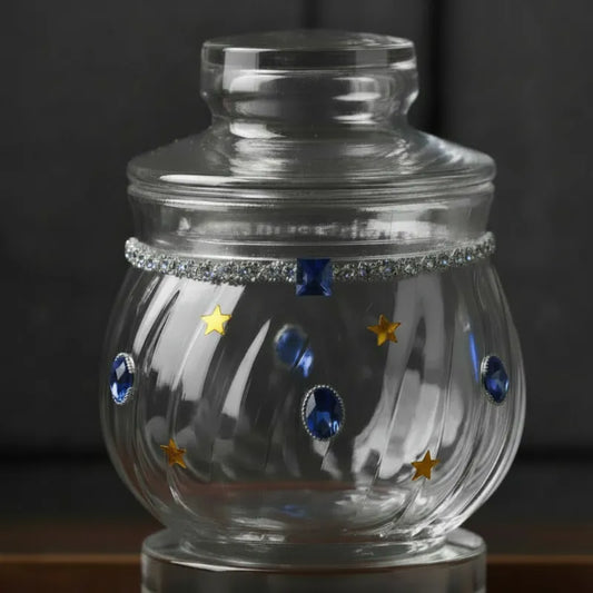 S2 - Lux jar of blue and gold stars  with PLAIN interior