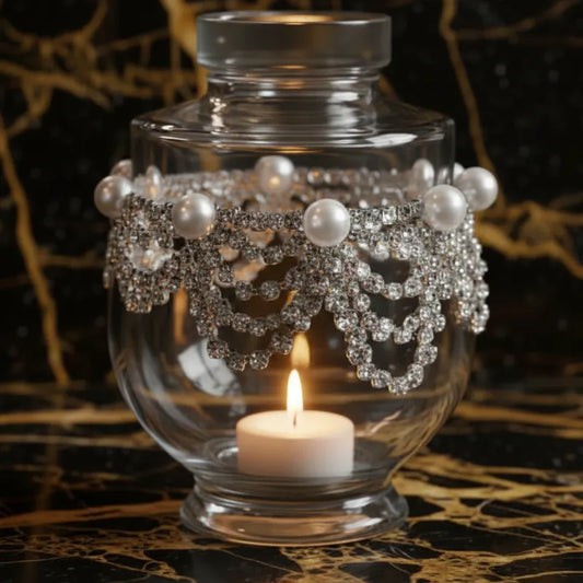 S2- Decorative glass with layered pearls and crystals