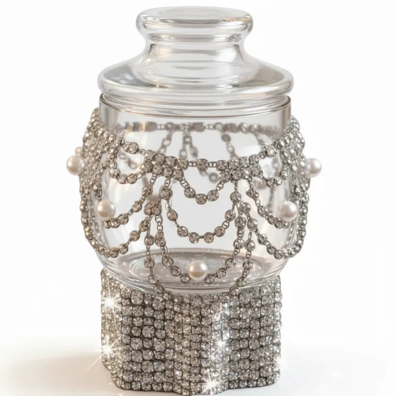 S3 - Decorative glass jar with crystal embellishments