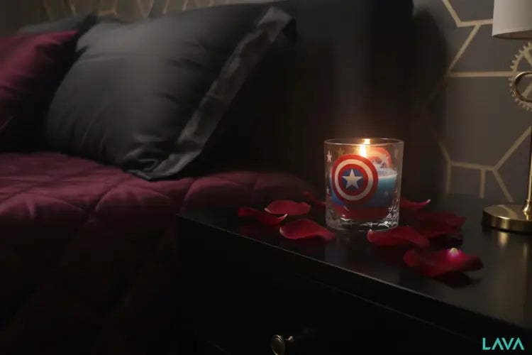  Captain America Candle on a dark surface
