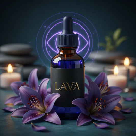Third Eye Chakra Oil – Ajna – indigo in tinted dark glass