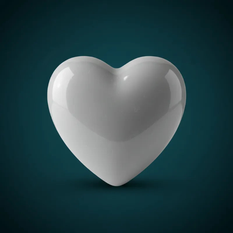Grey heart-shaped wax candle on dark teal background – LAVA Heart Candle