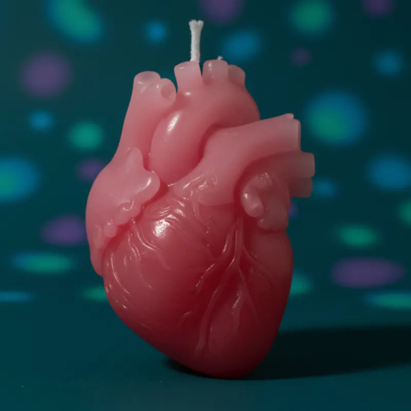 Pink color heart candle
