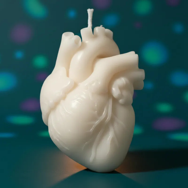 white color heart candle