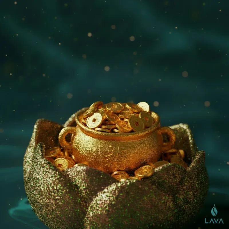 Green and gold Lotus holder only