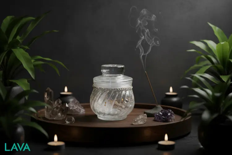 LAVA ZEN ROOM showcasing our luxury-cubic-jar-gold-arrow-s1-LUXURY JAR