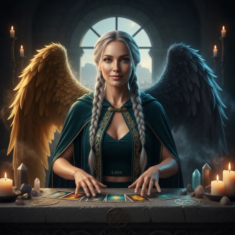 LAVA balancing angel and devil aspects in tarot reading